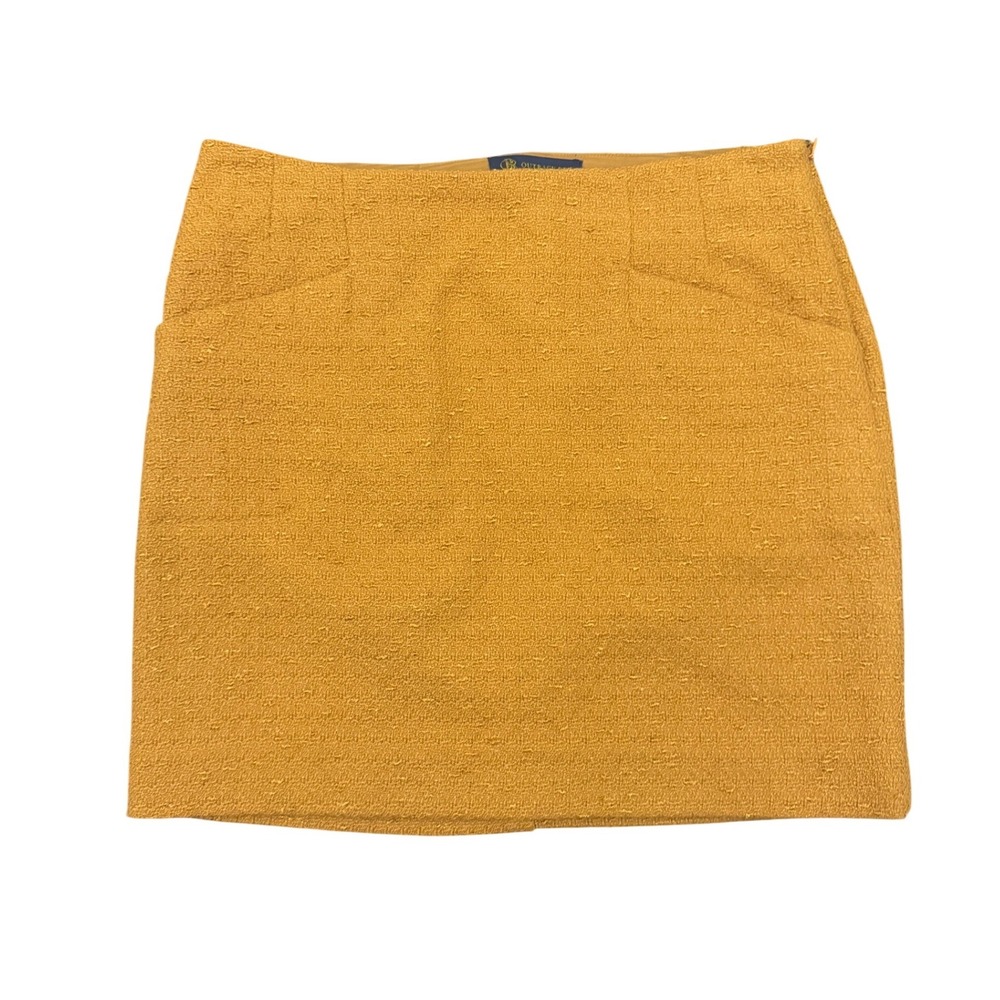 Outback Red Mustard Yellow Textured Boucle Mini Skirt Side Zip‎ Size 8
